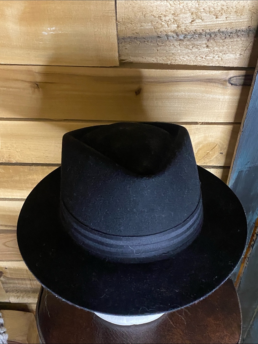 Vintage Dobbs Classic Black Felt Fedora Hat diamond crown size XL made in USA